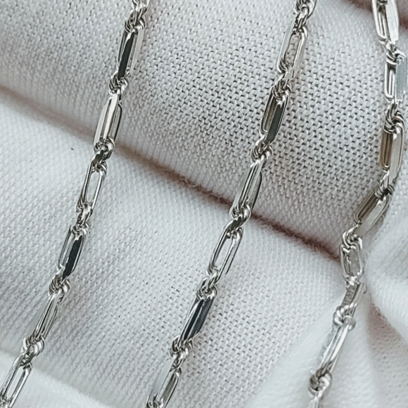 Vintage 14k White Gold Milano Link Chain Necklace - Picture 5 of 12